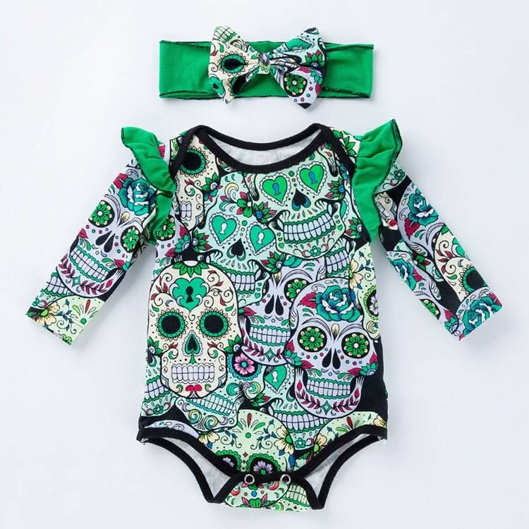 Halloween Long-sleeved Skull Print Childrens Clothing Infant Baby Clothes One-piece Clothing Reluova