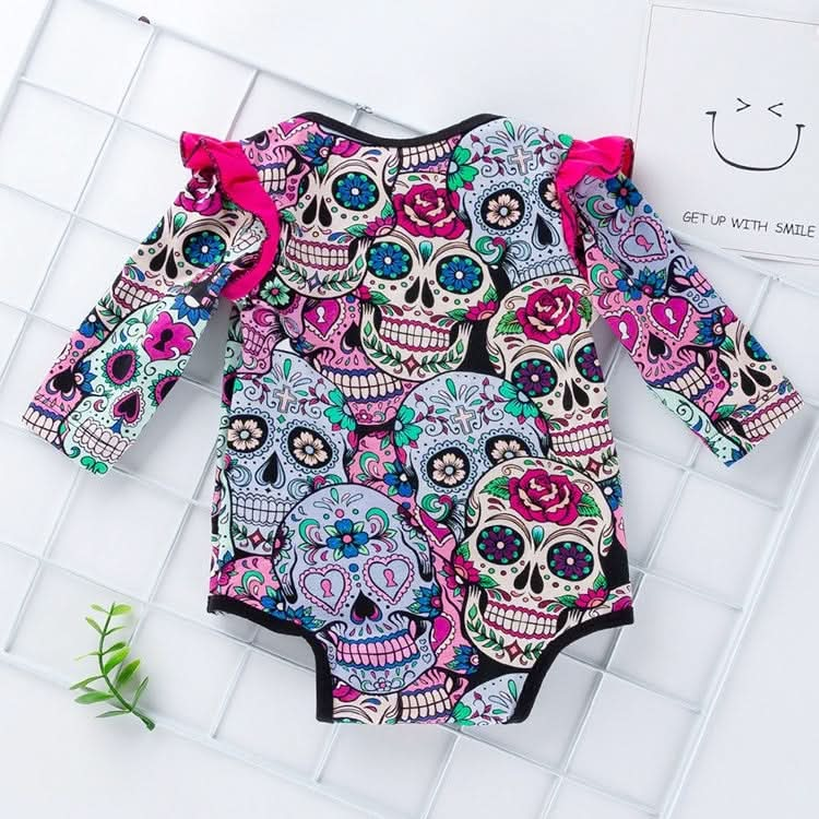 Halloween Long-sleeved Skull Print Childrens Clothing Infant Baby Clothes One-piece Clothing Reluova