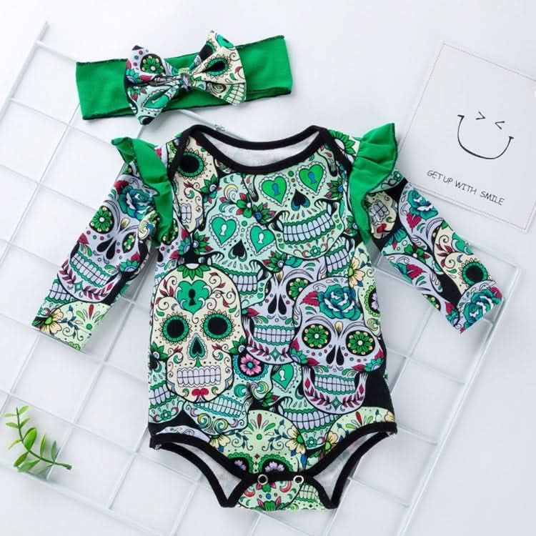 Halloween Long-sleeved Skull Print Childrens Clothing Infant Baby Clothes One-piece Clothing Reluova