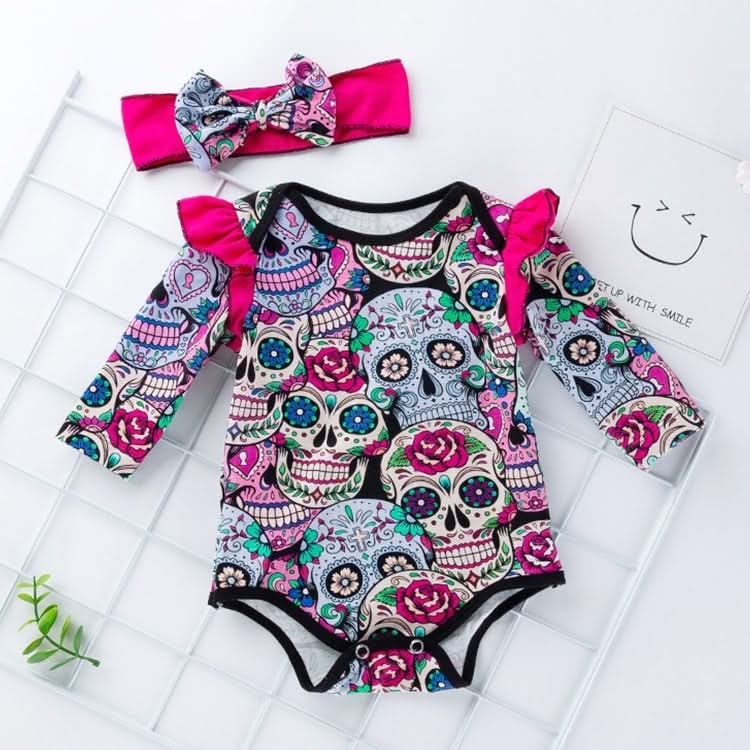 Halloween Long-sleeved Skull Print Childrens Clothing Infant Baby Clothes One-piece Clothing Reluova