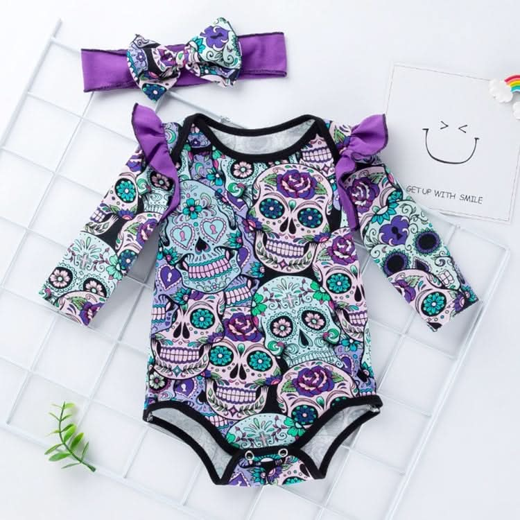 Halloween Long-sleeved Skull Print Childrens Clothing Infant Baby Clothes One-piece Clothing Reluova