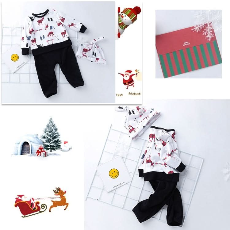 Two-piece Baby Long-sleeved Cartoon Print Jumpsuit Hat Reluova