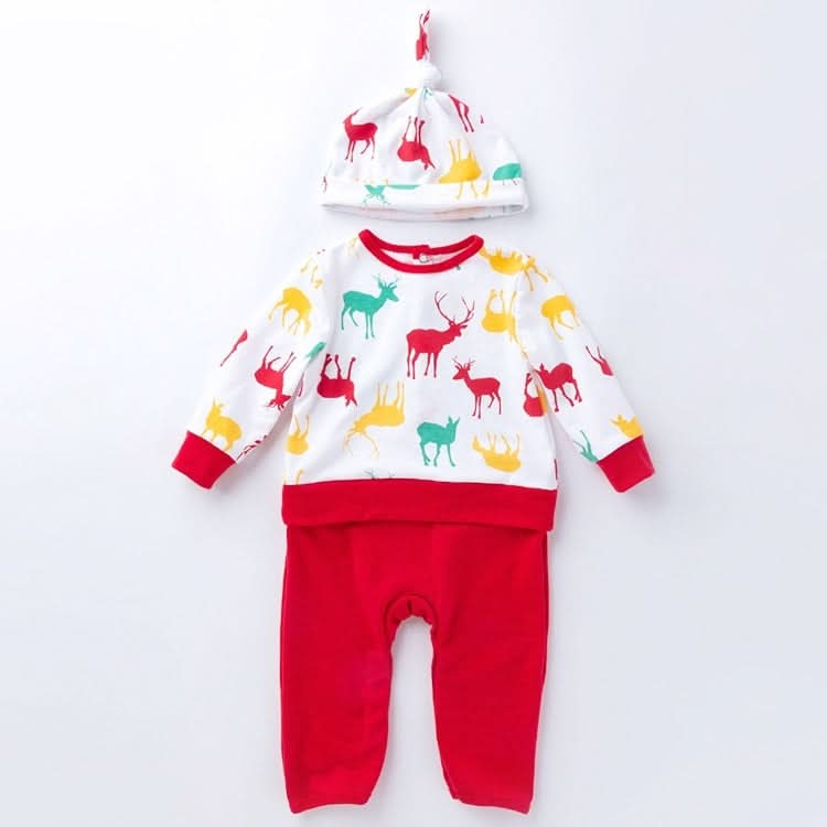 Two-piece Baby Long-sleeved Cartoon Print Jumpsuit Hat Reluova