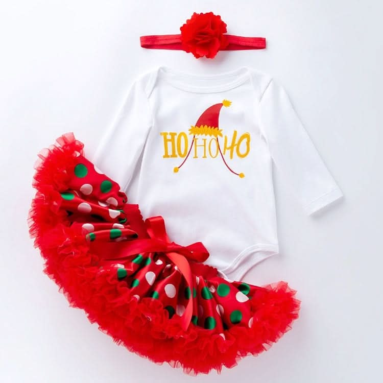 Baby Long Sleeve Cartoon Romper Net Yarn Tutu Three-piece Childrens Wear (Color:Sika Deer Size:80) Reluova