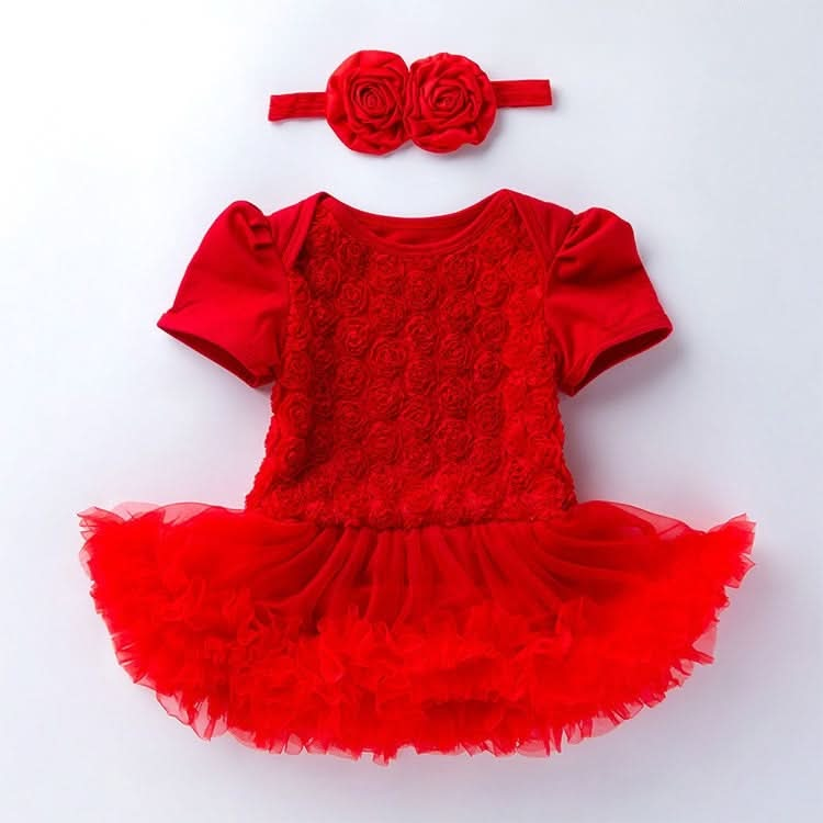 Compound Rose Dress Two-piece Baby Romper Tutu Skirt Reluova