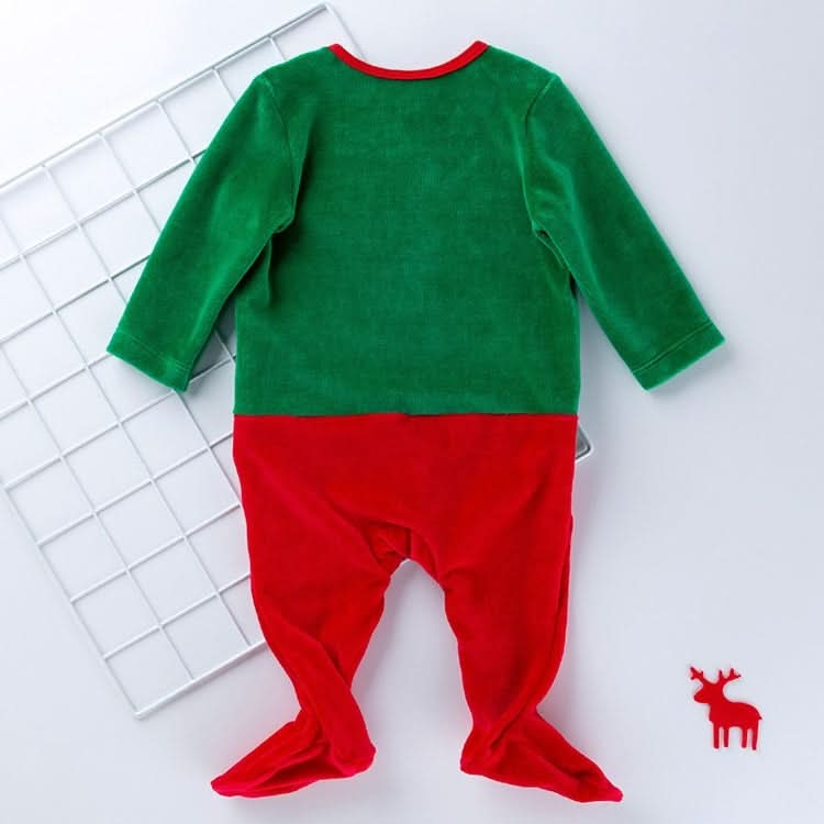 Christmas Baby Long-sleeved Cartoon Santa Claus Jumpsuit Hat Two-piece Reluova