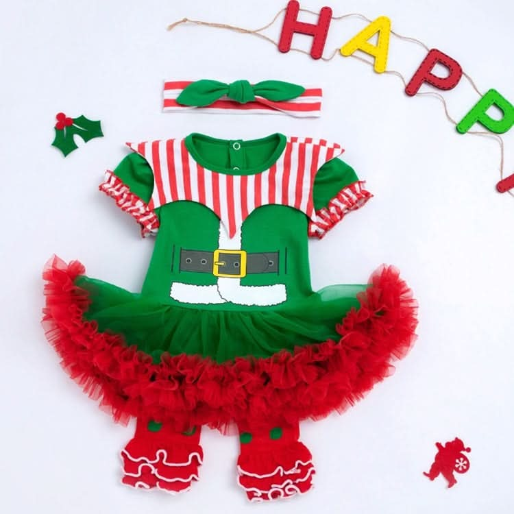 Christmas Baby Short-sleeved Three-piece Baby Romper Tutu Skirt Reluova