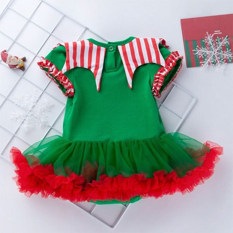 Christmas Baby Short-sleeved Three-piece Baby Romper Tutu Skirt Reluova