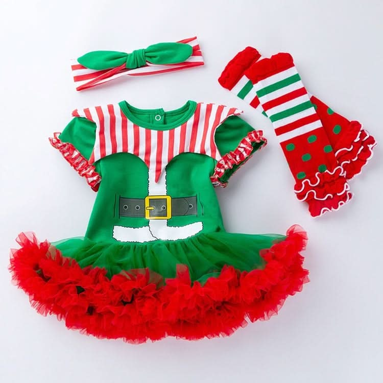 Christmas Baby Short-sleeved Three-piece Baby Romper Tutu Skirt Reluova