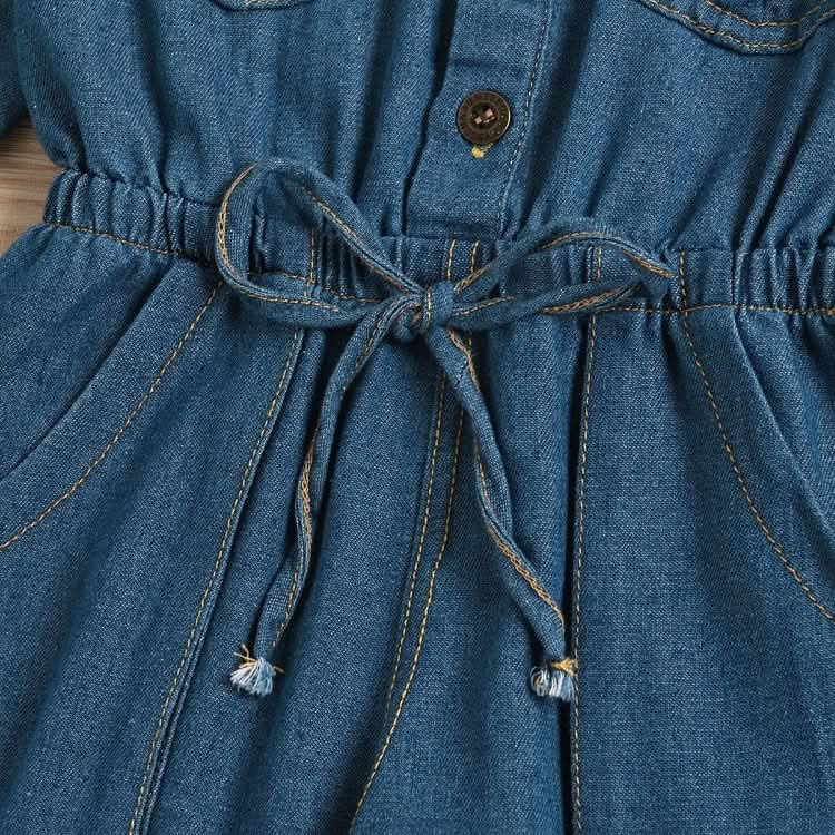 Pure Color Denim Skirt With Rubber Band Belt For Girls Reluova