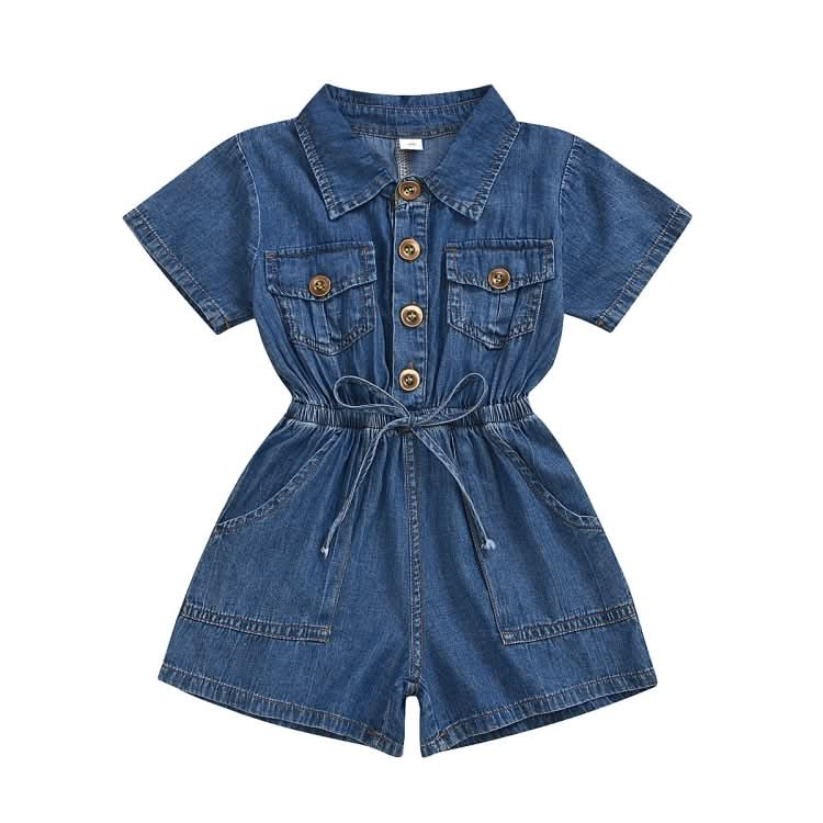 Casual Short-sleeved One-piece Children Denim Shorts Cotton Reluova