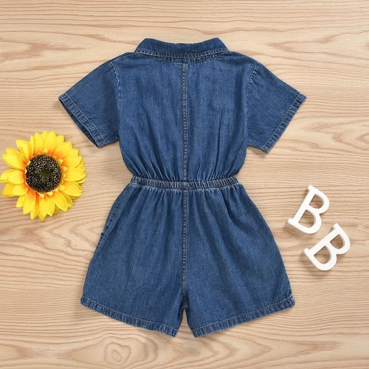 Casual Short-sleeved One-piece Children Denim Shorts Cotton Reluova