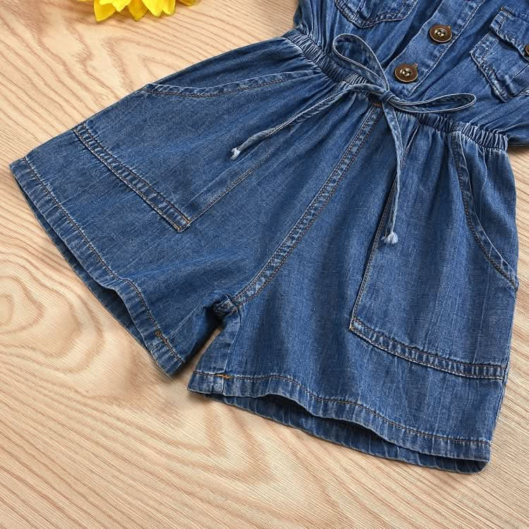 Casual Short-sleeved One-piece Children Denim Shorts Cotton Reluova