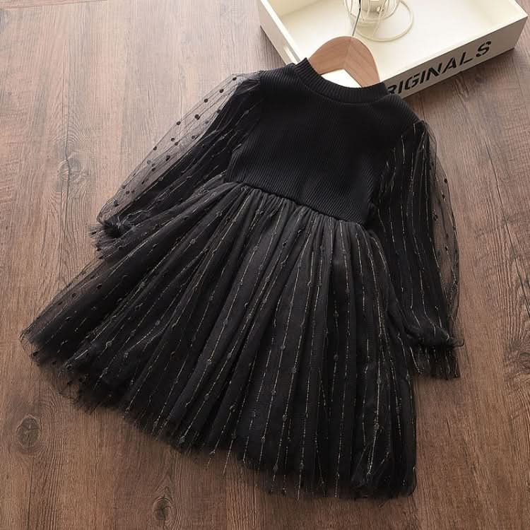 Girls Sequined Puff Sleeve Knitted Yarn Skirt Reluova