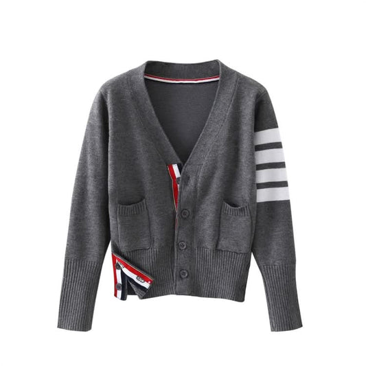 V-neck Sweater Girls Mid-length Sweater Coat