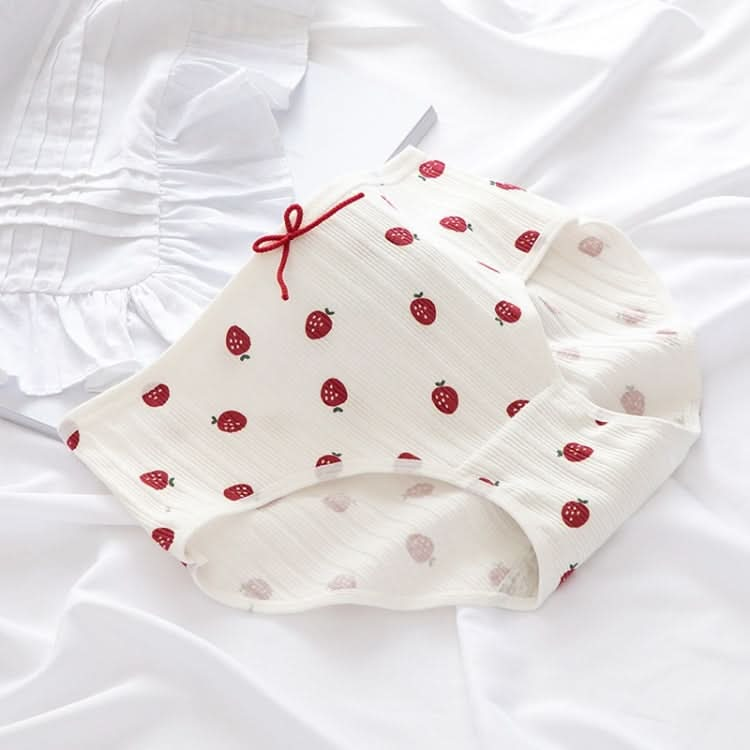 Cotton Mid-waist Love Strawberry Ladies Briefs