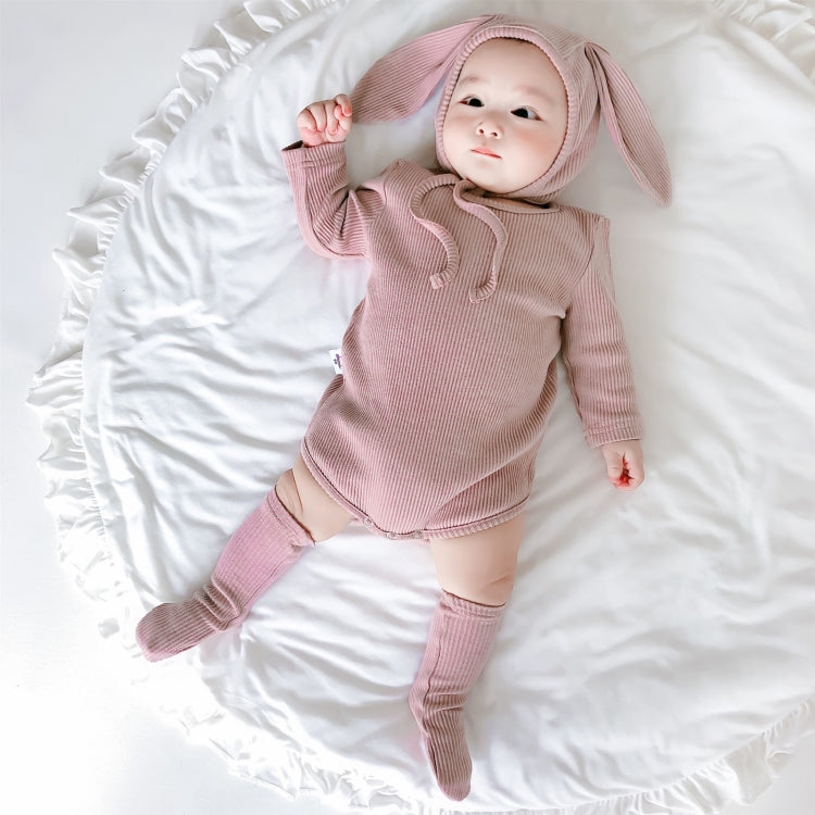 3 in 1 Autumn Baby Rabbit Shaped Cotton Pit Strip Lycra Romper with Hat & Socks Set-Reluova