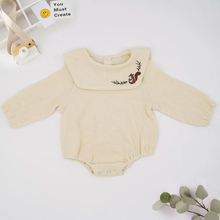 Autumn Baby Squirrel Embroidered Pattern Cotton Triangle Romper Reluova