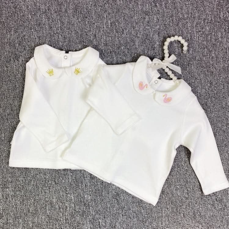 Baby Girl Embroidery Pattern Small Lapel Bottoming Shirt Long Sleeve T-shirt Reluova