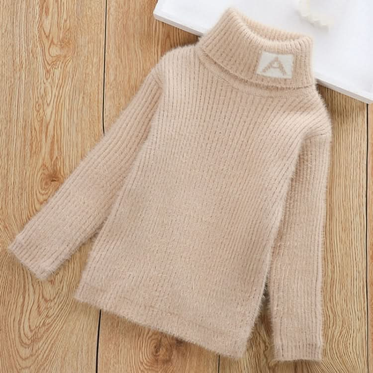 Letter Pattern Imitation Mink Velvet Children Turtleneck Knitted Sweater Reluova