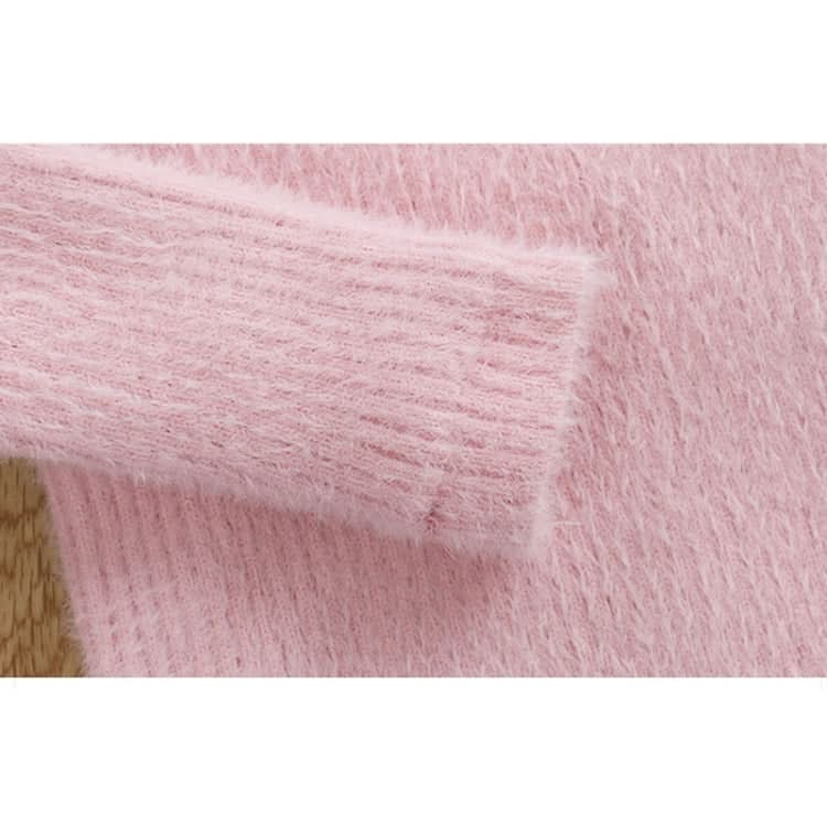 Plus Cashmere Style Letter Pattern Mink Cashmere Children Turtleneck Knitted Sweater Reluova