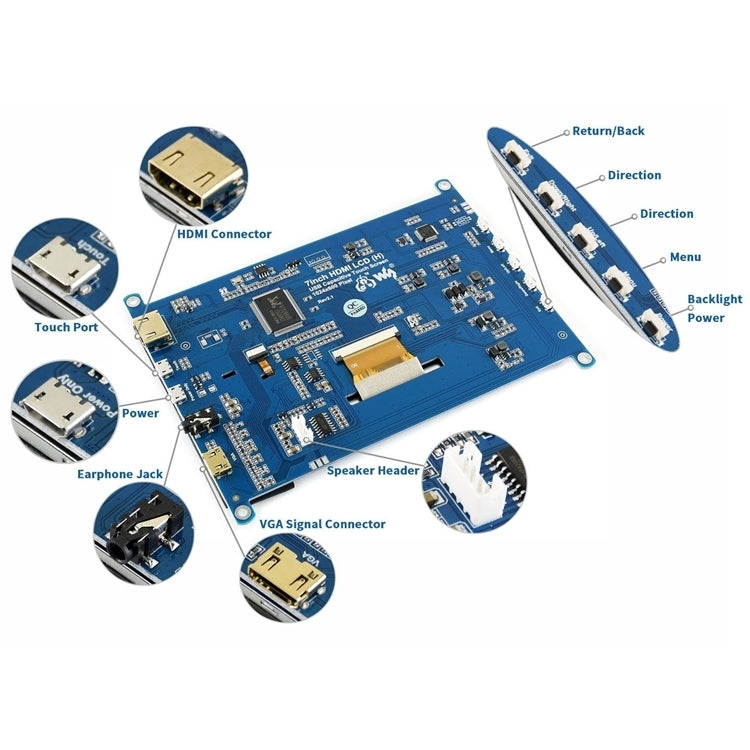 WAVESHARE 7 inch HDMI LCD (H) IPS 1024x600 Capacitive Touch Screen Reluova