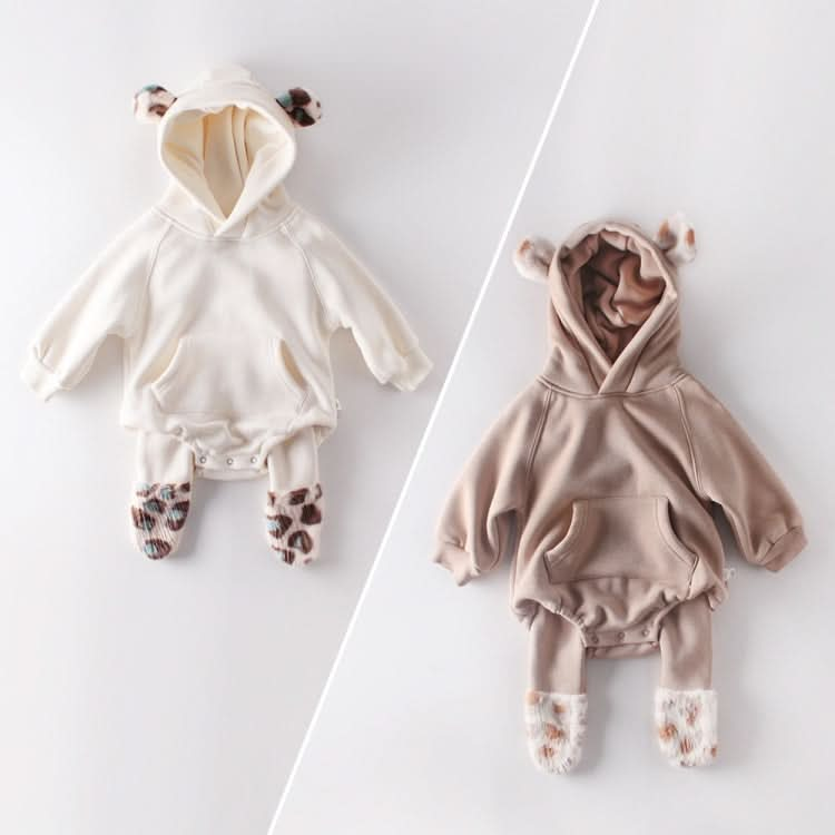 Newborn Clothes Plus Fleece Hooded Romper Romper Reluova