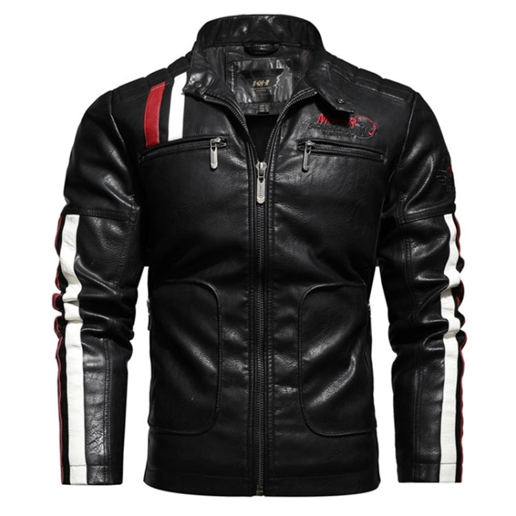 Autumn and Winter Letters Embroidery Pattern Tight-fitting Motorcycle Leather Jacket for Men