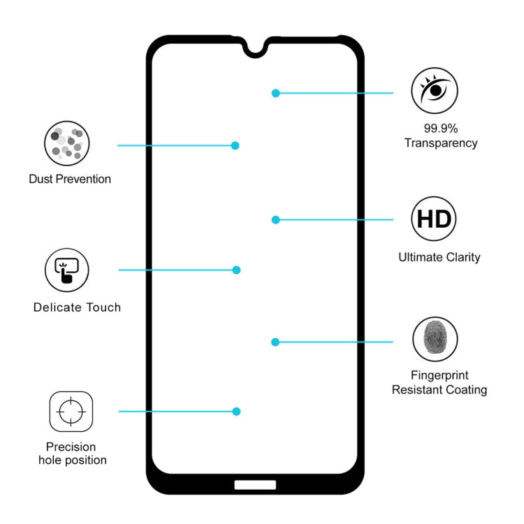 ENKAY Hat-prince Full Glue 0.26mm 9H 2.5D Full Screen Tempered Glass Film For Huawei Enjoy 9