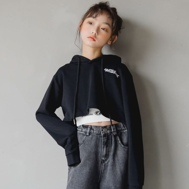 Girls Long-sleeved Hooded Loose Short Sweater Reluova