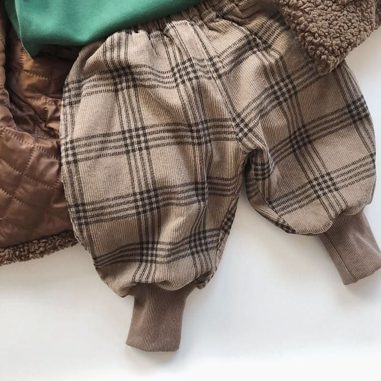 Childrens Plaid And Velvet Bloomers And Drawstring Pants Reluova