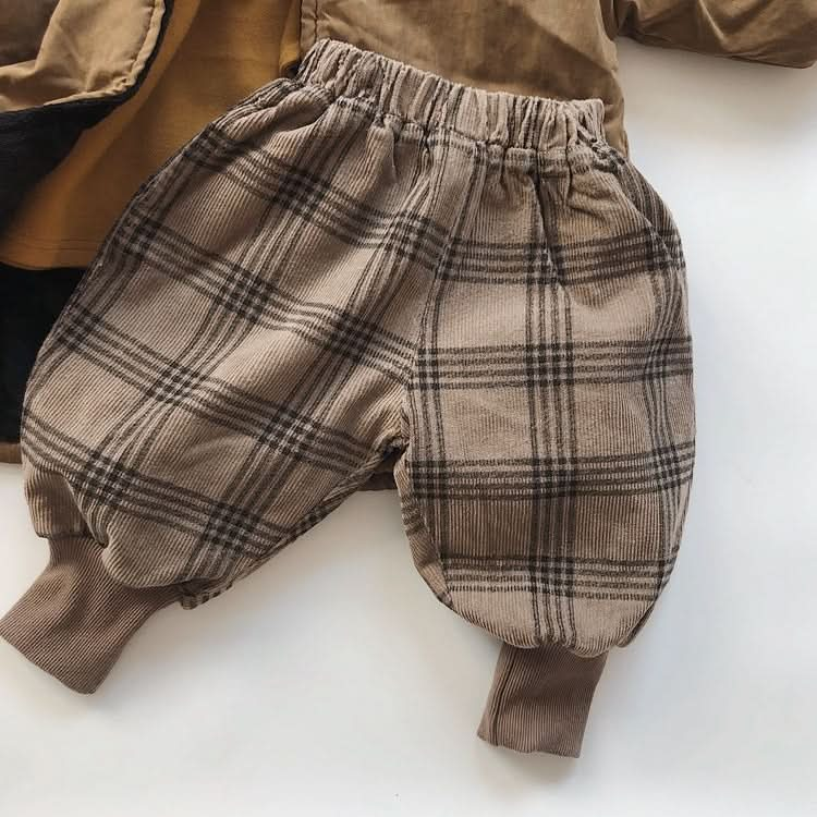 Childrens Plaid And Velvet Bloomers And Drawstring Pants Reluova