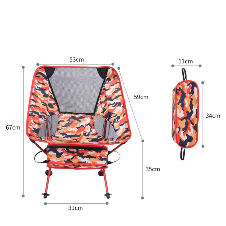 Outdoor Camouflage Portable Folding Camping Chair Light Fishing Beach Chair Aviation Aluminum Alloy Backrest Recliner Reluova