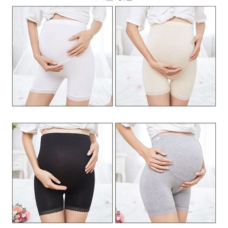 Pregnant Women High-waist Stomach Lift Bottoming Lace Trim Safety Pants