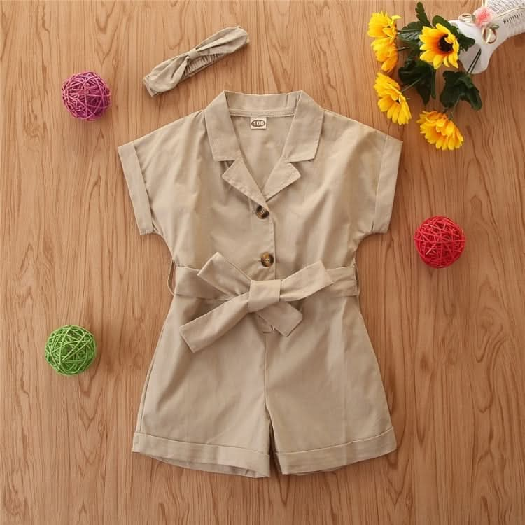 Girls Short-sleeved Single-breasted Jumpsuit Reluova