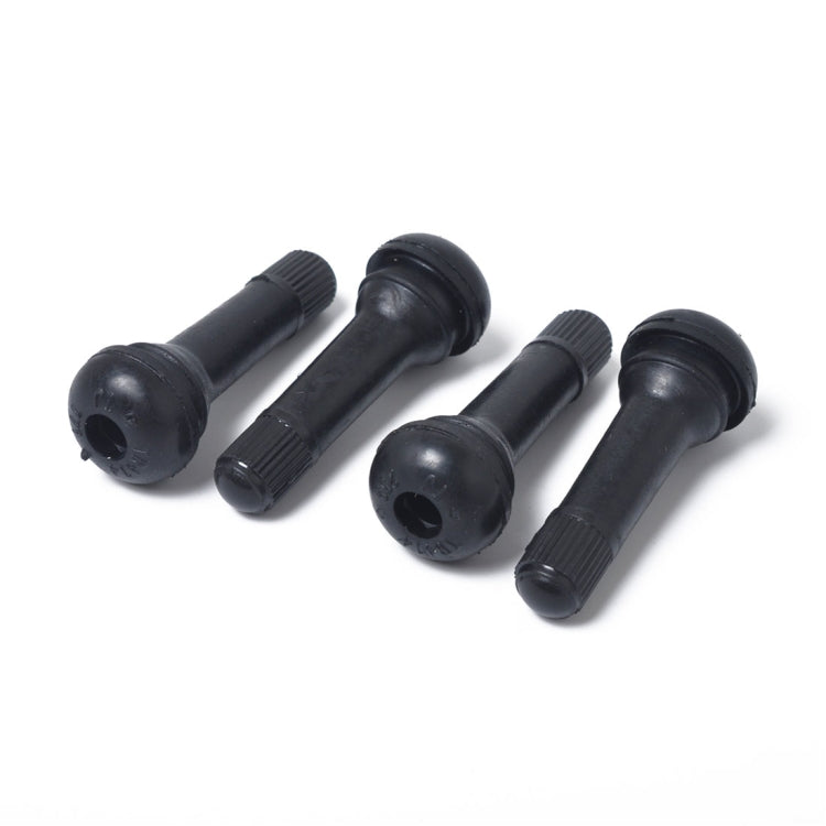 Snap-in Short Black Rubber Valve Stem (TR414) 4-Pack with Valve Core Wrench for Tubeless 0.453 Inch 11.5mm Rim Holes on Standard Vehicle Tires