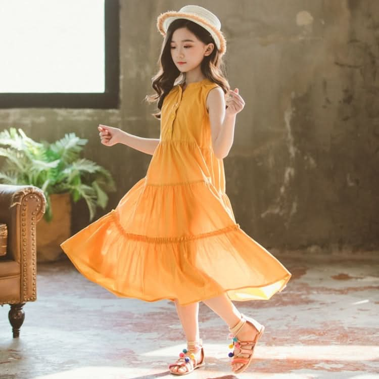 Girls Sleeveless Stitching Dress Reluova