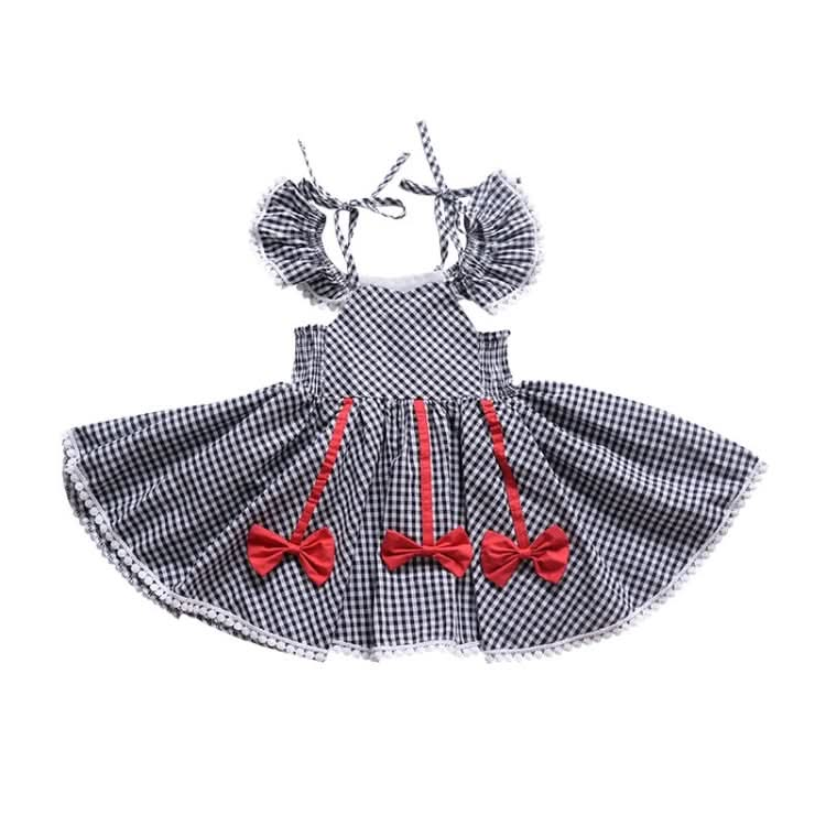 Girls Lace Plaid Bow Princess Dress Reluova