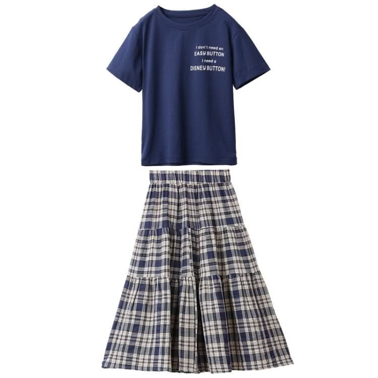 Girls Short Sleeve + Plaid Skirt Two-piece Suit Reluova