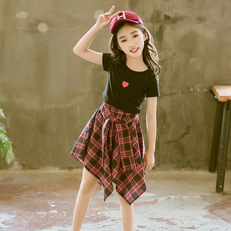 Girls Short Sleeve Top + Skirt Two-piece Suit Reluova