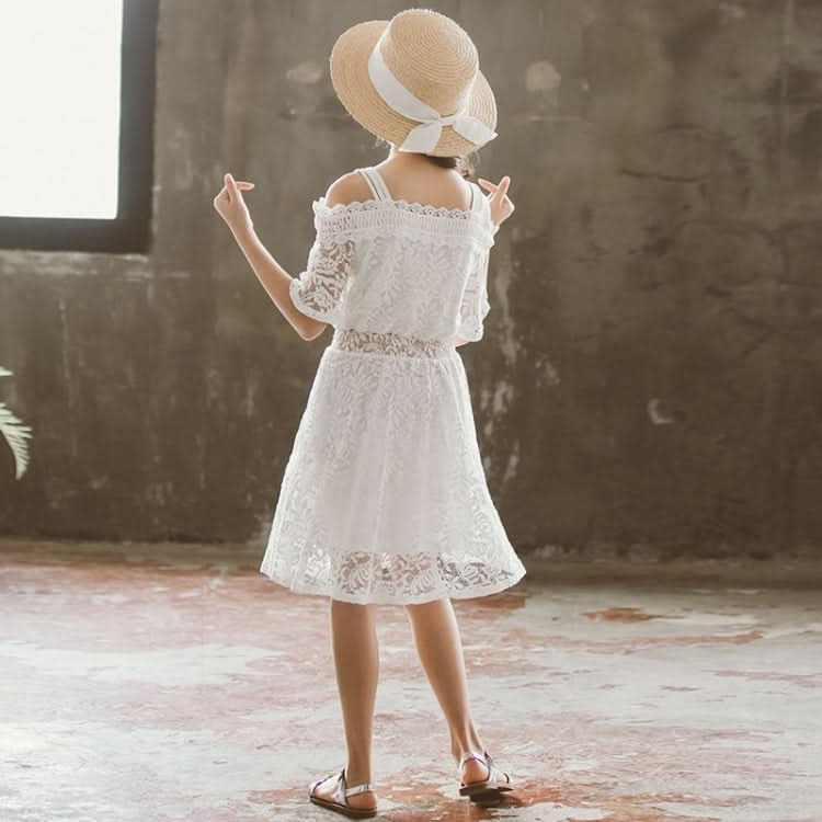 Girls Lace Sling Short Sleeve Dress Reluova