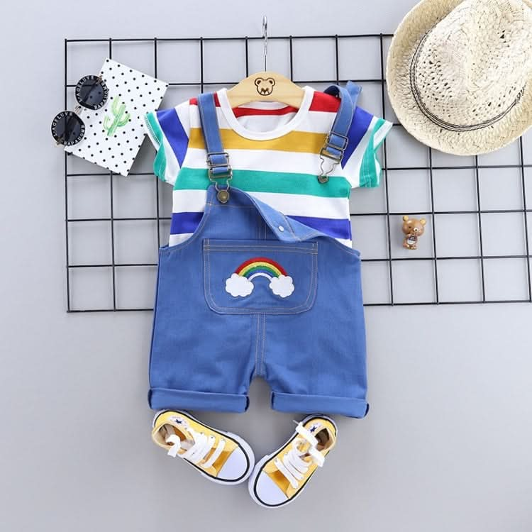 Summer Two-piece Baby Suspenders Suit Striped Short-sleeved Summer Dress Reluova