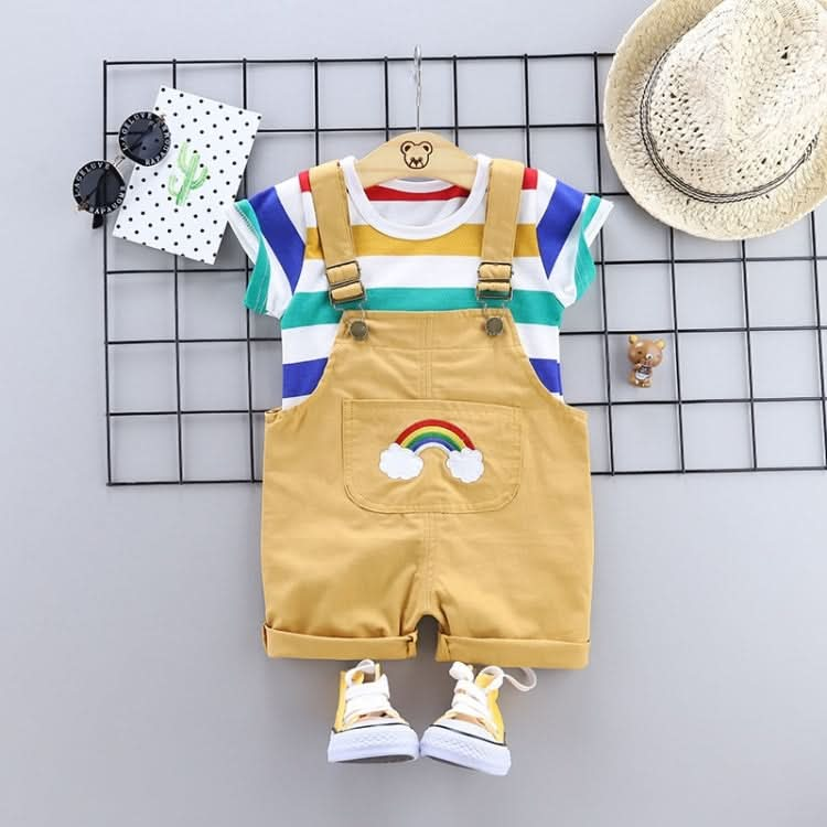 Summer Two-piece Baby Suspenders Suit Striped Short-sleeved Summer Dress Reluova