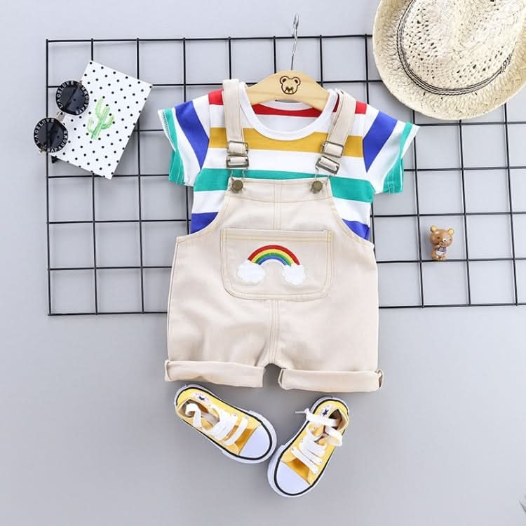 Summer Two-piece Baby Suspenders Suit Striped Short-sleeved Summer Dress Reluova