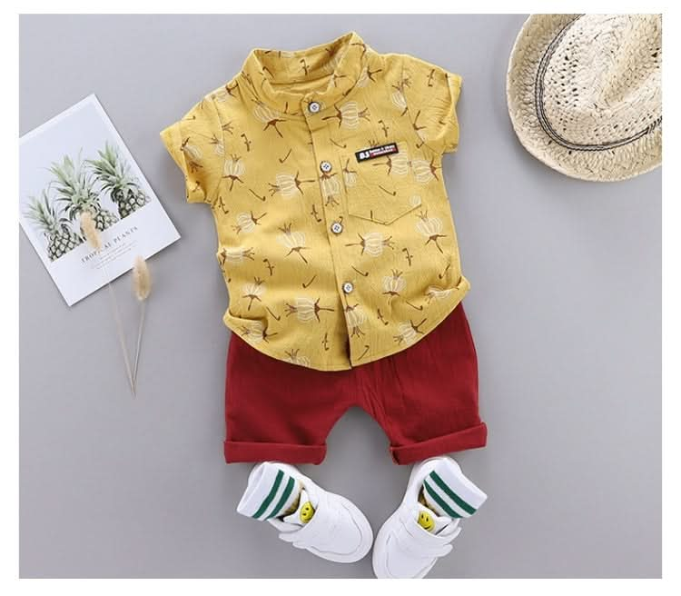 Summer Childrens Short-sleeved Suit Shirt Two-piece Suit Reluova