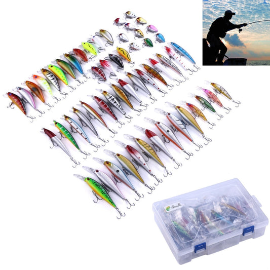 HENGJIA Set056 56 PCS Sequin Set Metal Sequins False Bait Fresh Sea Bass Fishing Bait Set, Length: 3 to 10cm, Boxed