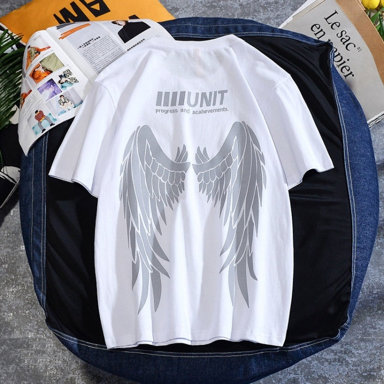 Wings Reflective Round Neck Short-sleeved Loose Printed Cotton T-shirt