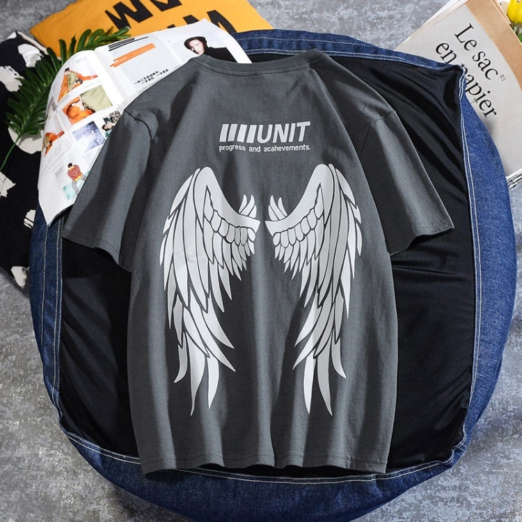 Wings Reflective Round Neck Short-sleeved Loose Printed Cotton T-shirt