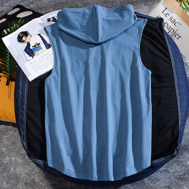 Casual Sleeveless T-shirt Hooded Vest Loose Cotton Waistcoat Sports Vest