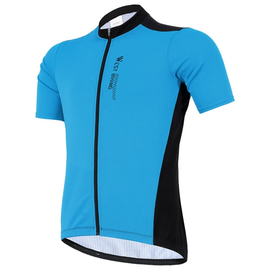 WEST BIKING YP0206163 Summer Polyester Mesh Breathable Sunscreen Cycling Jersey Zipper Sports Short Sleeve Top for Men